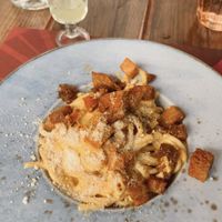 Vegan Spaghetti Alla Carbonara   at Rifugio Romano in Rome