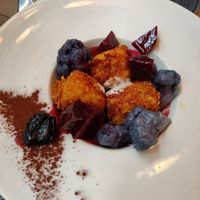 Lentils "Nofu" with broccoli and beetroot at Rifugio Romano in Rome