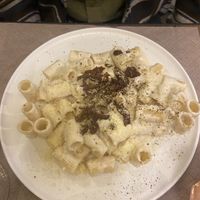 Pasta Mezzemanica alla grizia  at Rifugio Romano in Rome