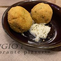 Arancini - pea and mushroom  at Rifugio Romano in Rome