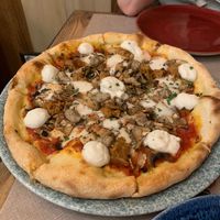 Faux sausage pizza  at Rifugio Romano in Rome