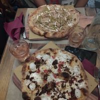 Pizza mortadela y pistacho y Bomba at Rifugio Romano in Rome