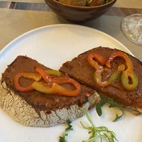Vegan nduja (spreadable spicy “meat” from Calabria region)  at Rifugio Romano in Rome
