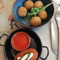 Olive all'ascolana, supplì, carbonara, tiramisù at Rifugio Romano in Rome