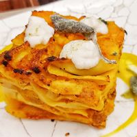 Lasagna crema di zucca e salsiccia WOW at Rifugio Romano in Rome