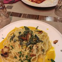 Creamy pumpkin spaghetti at Rifugio Romano in Rome
