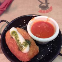 Fried rice ball starter at Rifugio Romano in Rome