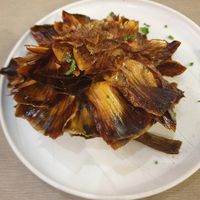 Jewish-style deep fried artichoke at Rifugio Romano in Rome