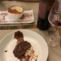 Finishing a lovely meal  at Rifugio Romano in Rome