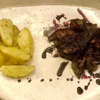 Seitan with red wine jus  at Rifugio Romano in Rome