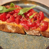 Tomato bruschetta at Rifugio Romano in Rome