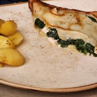 Cheese and spinach savoury crepe at Rifugio Romano in Rome