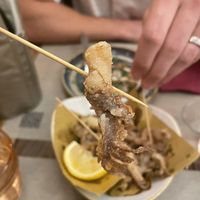 Fried “octopus” mushroom that actually looked like a mini octopus   at Rifugio Romano in Rome