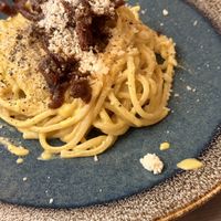 carbonara w/ bacon (DELICIOUS)  at Rifugio Romano in Rome