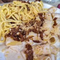 Unfortunately this is the only photo that I have, but I think that it clearly shows how awesome their dishes are. These were Carbonara and Gricia. at Rifugio Romano in Rome