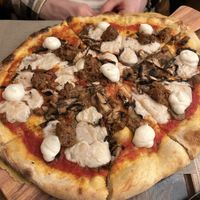 vegan pizza boscaiola  at Rifugio Romano in Rome