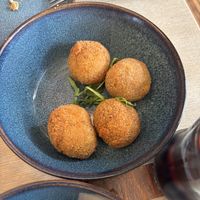 Olive ascolane (missing one because it was quickly devoured)   at Rifugio Romano in Rome