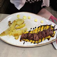 3D printed steak with potatoes and creamy sauce. Amazing!  at Rifugio Romano in Rome