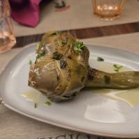 Steamed artichoke at Rifugio Romano in Rome