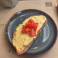 Bruschetta with hummus  at Rifugio Romano in Rome
