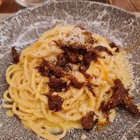 Pasta carbonara at Rifugio Romano in Rome