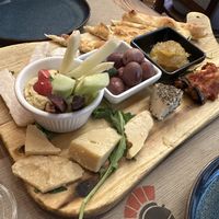 Antipasto misto with vegan cheeses  at Rifugio Romano in Rome