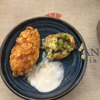 arancino and croquette  at Rifugio Romano in Rome