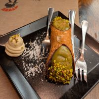 Cannolo with pistachio at Rifugio Romano in Rome