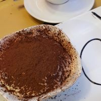 Vegan tiramisu with soy latte at Rifugio Romano in Rome
