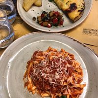Italian pasta and chickpea omelette at Rifugio Romano in Rome