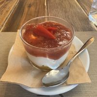 This strawberry cheesecake was the highlightt of my  at Rifugio Romano in Rome