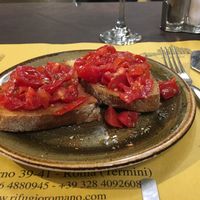 Tomato bruschetta  at Rifugio Romano in Rome