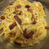Vegan Carbonara at Rifugio Romano in Rome