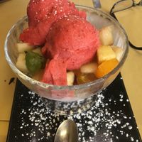 Sorbet with fruit salad  at Rifugio Romano in Rome