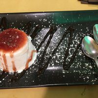 Delicious Vegan Pan-a Cot-a with strawberry sauce  at Rifugio Romano in Rome