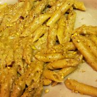 Pistachio pesto pasta at Rifugio Romano in Rome
