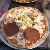 Capricoscia pizza. The sausage wasn’t good!  at Rifugio Romano in Rome