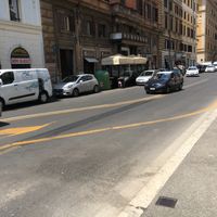 Restaurant awning from across the street at Rifugio Romano in Rome