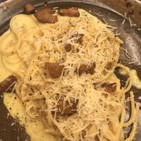 Vegan carbonara  at Rifugio Romano in Rome