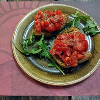 Bruscetta appetizer at Rifugio Romano in Rome