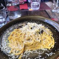 Vegan carbonara  at Rifugio Romano in Rome
