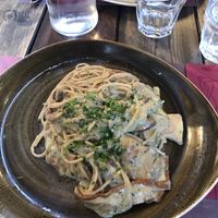 Wholegrain-Spaghetti with Porcini Mushrooms (vegan) at Rifugio Romano in Rome