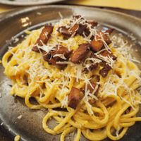 vegan carbonara at Rifugio Romano in Rome