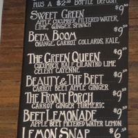 juice menu at Sun & Soil Juice Company in Sacramento