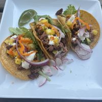 Peach Habanero tacos!   at Cafe Wylde in Everett