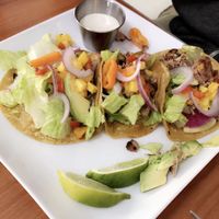 Peach habanero tacos  at Cafe Wylde in Everett