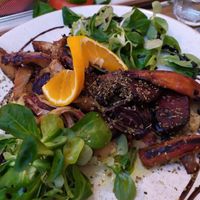 Roasted veggies: fennel, sweet potatoes, root beet. at Fig in Hvar