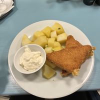 Vegan fried cheese  at Herbivore in Prague