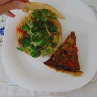 Sandwich and quiche from the buffet at Herbivore in Prague