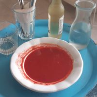 Beetroot soup at Herbivore in Prague